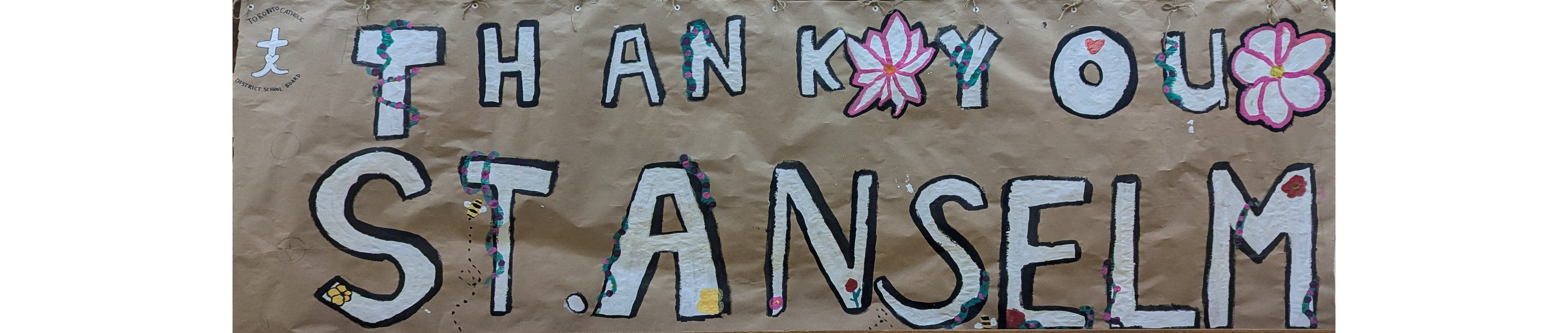 Banner made by children from St. Anselm saying "Thank You St. Anselm".